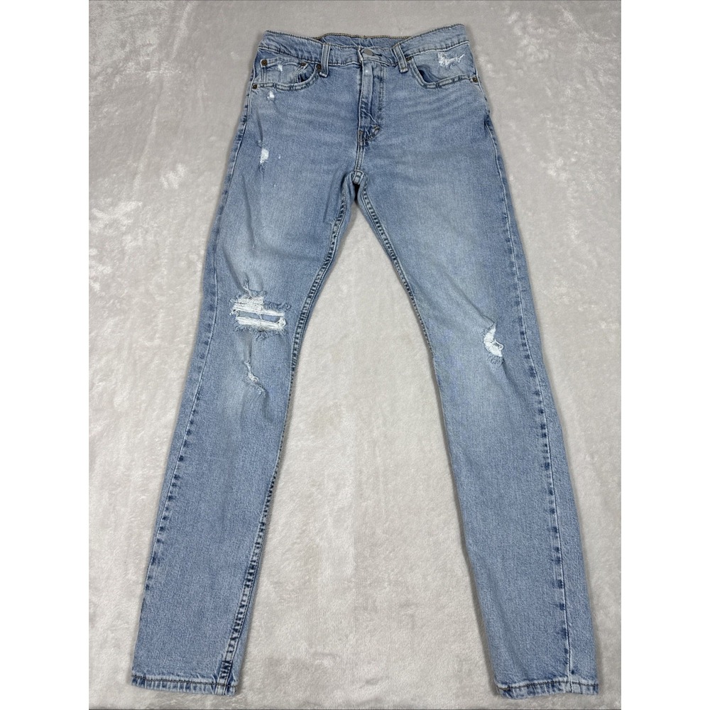 Levis 512 Jeans Mens 32x34 Blue Slim Taper Light Wash Distressed Denim (30X32)